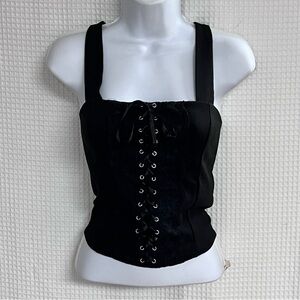 Madi Mase ladies Black Lace-Up Tank Top size XL